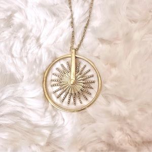 LUCKY BRAND Leather and Gold Toned Flying Spur Necklace